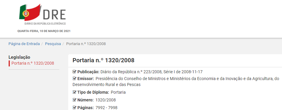 Portaria 1320 2008 Estabelece os requisitos específicos de instalação, classificação e funcionamento dos parques de campismo e de caravanismo