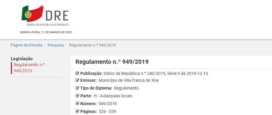 Recolha, Tratamento e Livre Circulação de Dados Pessoais no Município de Vila Franca de Xira