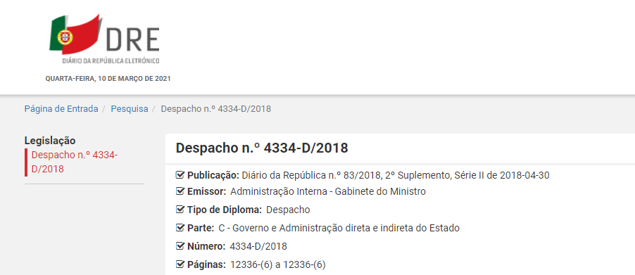 despacho 4334d 2018 Despacho n.º 4334-D/2018