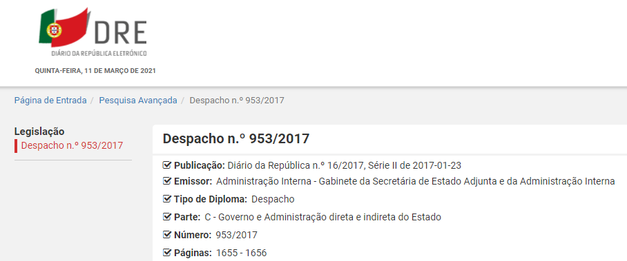despacho 953 2017 Despacho n.º 953/2017