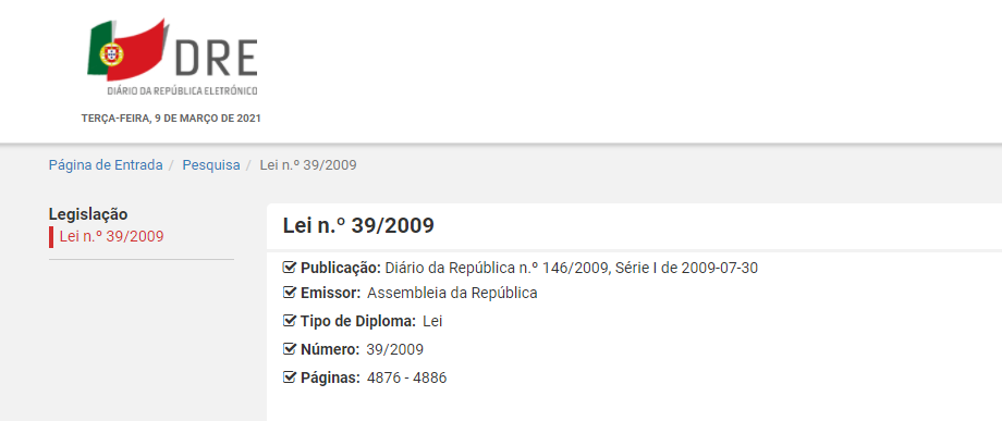lei 39 2009