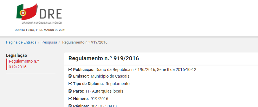 regulamento 919 2016 Regulamento n.º 919/2016